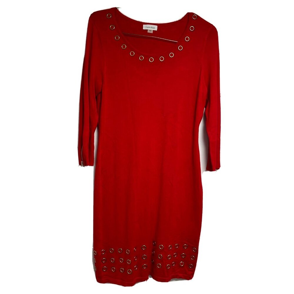 Calvin Klein Women’s Red Dress Size Large Hips 36 B34 Excellent